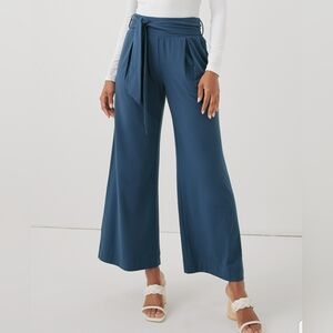 NWT Pact Luxe Jersey Volume Cropped Wide Leg Blue Pants Size XXL